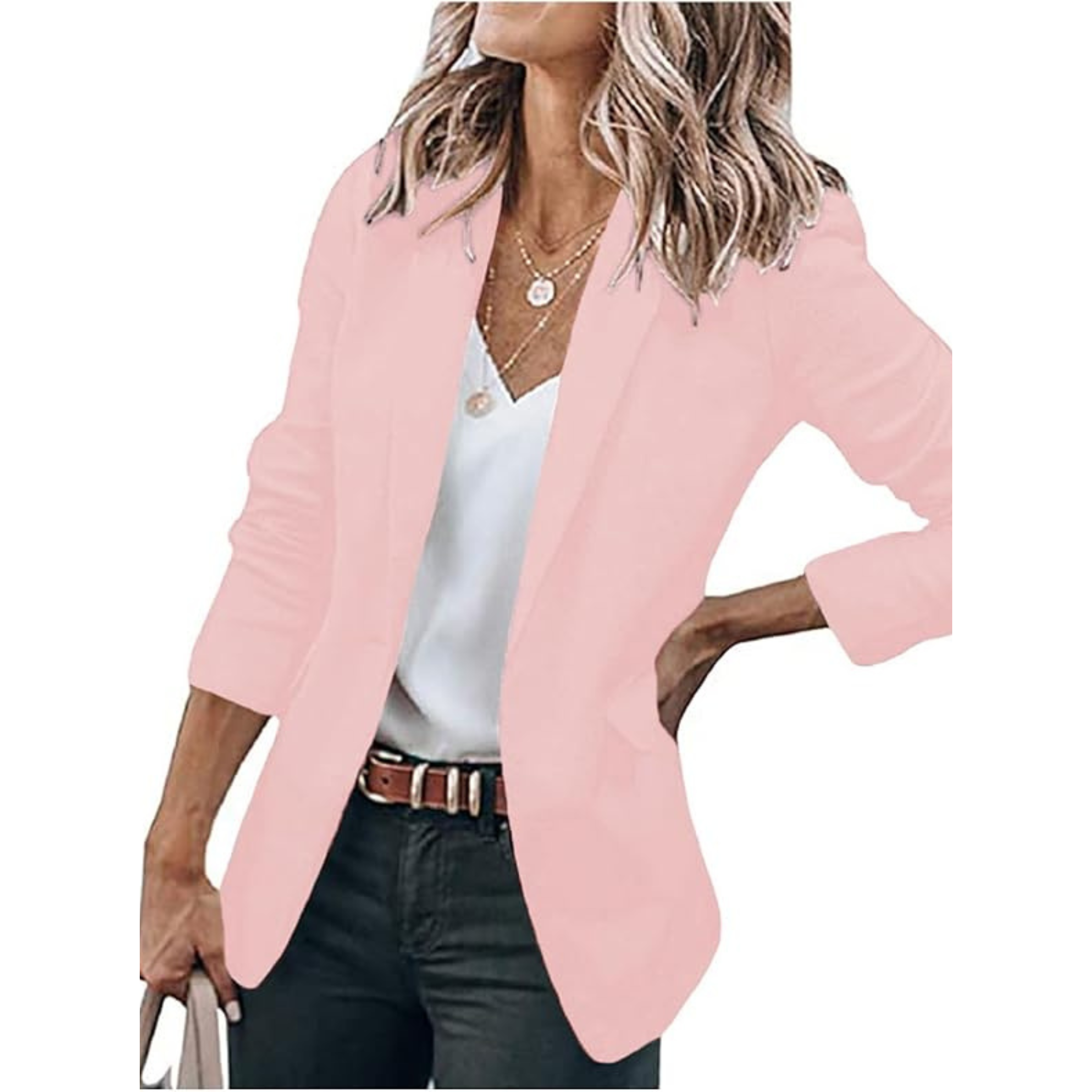 Damska Dopasowana Marynarka Casual - Krój Slim Fit, Klasyczne Klapy, Strukturalne Ramiona
