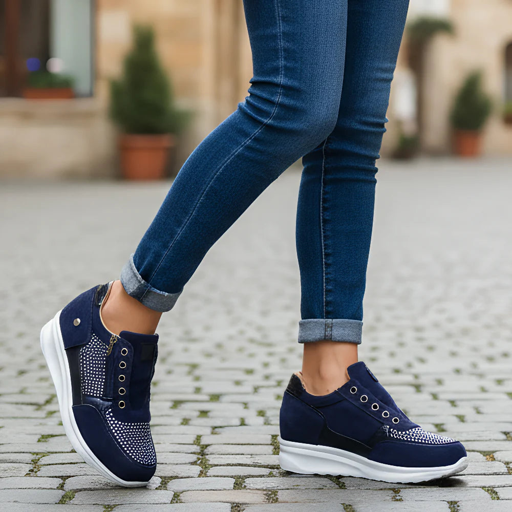 Damskie Sneakersy - Amortyzująca Podeszwa, Boczny Zamek, Oddychająca Siateczka