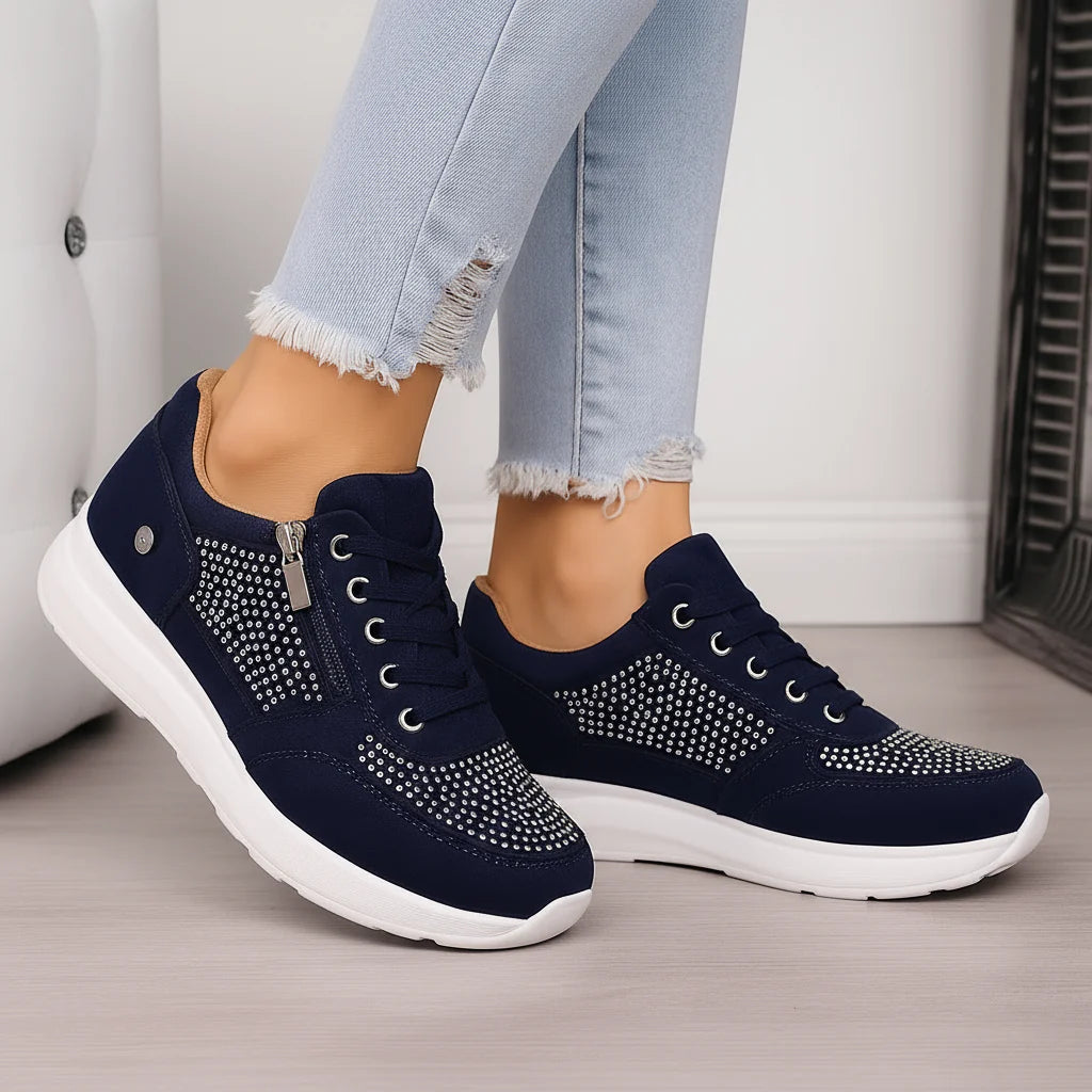 Damskie Sneakersy - Amortyzująca Podeszwa, Boczny Zamek, Oddychająca Siateczka