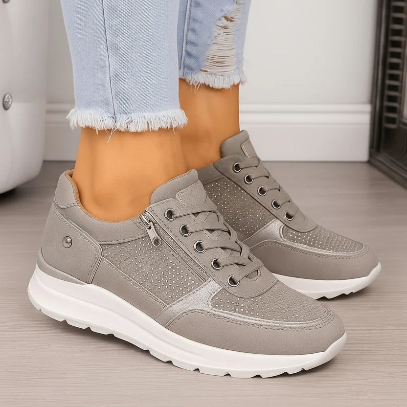 Damskie Sneakersy - Amortyzująca Podeszwa, Boczny Zamek, Oddychająca Siateczka