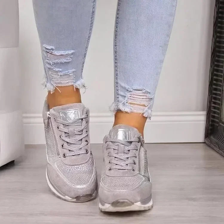 Damskie Sneakersy - Amortyzująca Podeszwa, Boczny Zamek, Oddychająca Siateczka