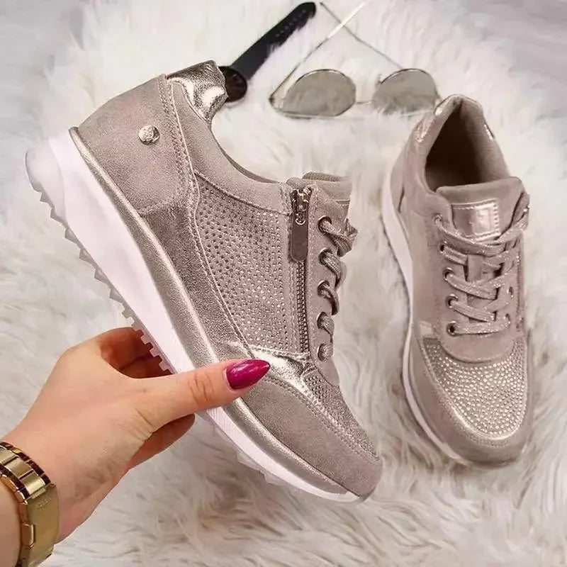 Damskie Sneakersy - Amortyzująca Podeszwa, Boczny Zamek, Oddychająca Siateczka