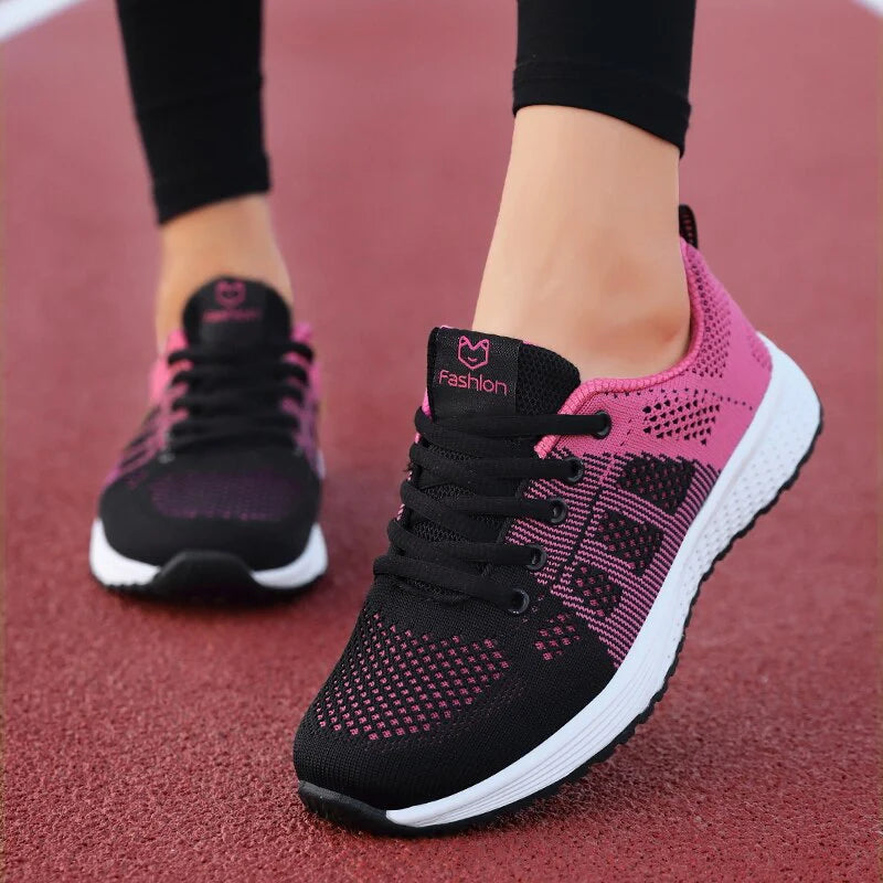 Damskie Sneakersy Sportowe - Oddychająca Siateczka, Amortyzacja Wstrząsów, Przyczepna Podeszwa