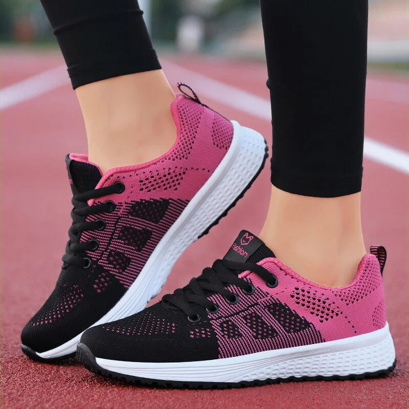 Damskie Sneakersy Sportowe - Oddychająca Siateczka, Amortyzacja Wstrząsów, Przyczepna Podeszwa