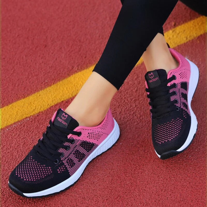 Damskie Sneakersy Sportowe - Oddychająca Siateczka, Amortyzacja Wstrząsów, Przyczepna Podeszwa