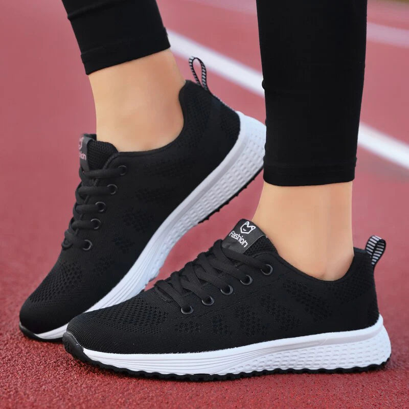 Damskie Sneakersy Sportowe - Oddychająca Siateczka, Amortyzacja Wstrząsów, Przyczepna Podeszwa