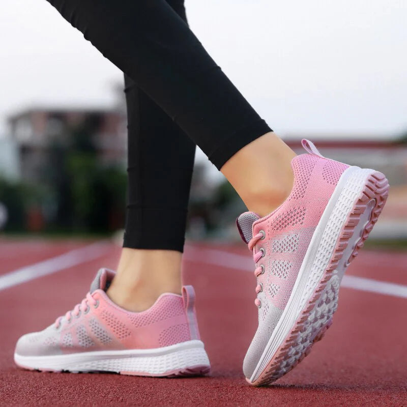 Damskie Sneakersy Sportowe - Oddychająca Siateczka, Amortyzacja Wstrząsów, Przyczepna Podeszwa