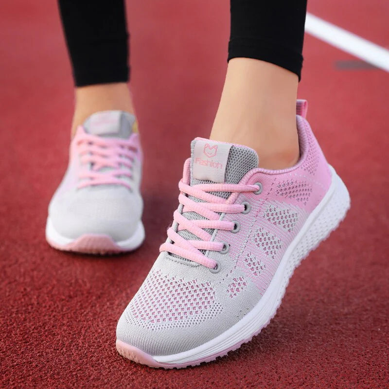 Damskie Sneakersy Sportowe - Oddychająca Siateczka, Amortyzacja Wstrząsów, Przyczepna Podeszwa