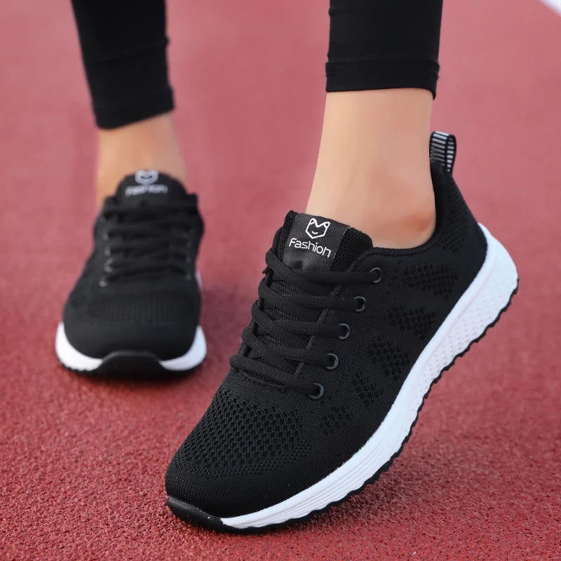 Damskie Sneakersy Sportowe - Oddychająca Siateczka, Amortyzacja Wstrząsów, Przyczepna Podeszwa