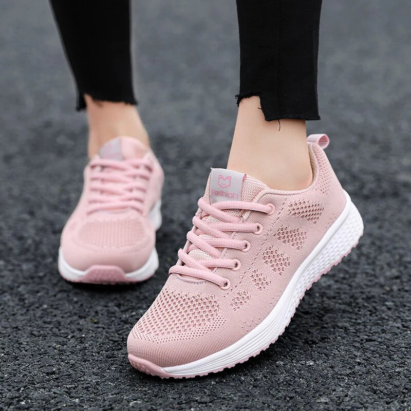 Damskie Sneakersy Sportowe - Oddychająca Siateczka, Amortyzacja Wstrząsów, Przyczepna Podeszwa