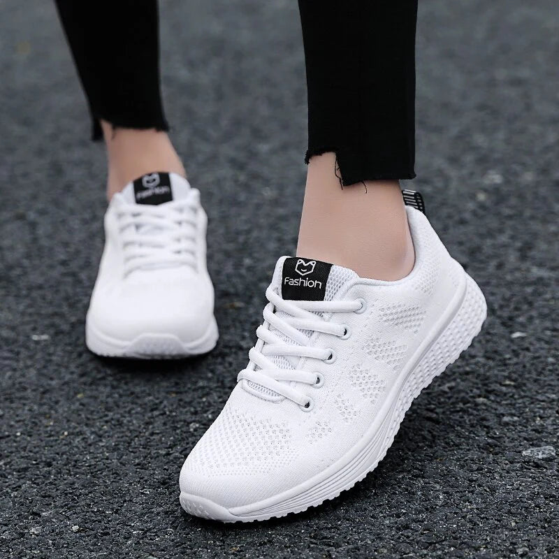 Damskie Sneakersy Sportowe - Oddychająca Siateczka, Amortyzacja Wstrząsów, Przyczepna Podeszwa