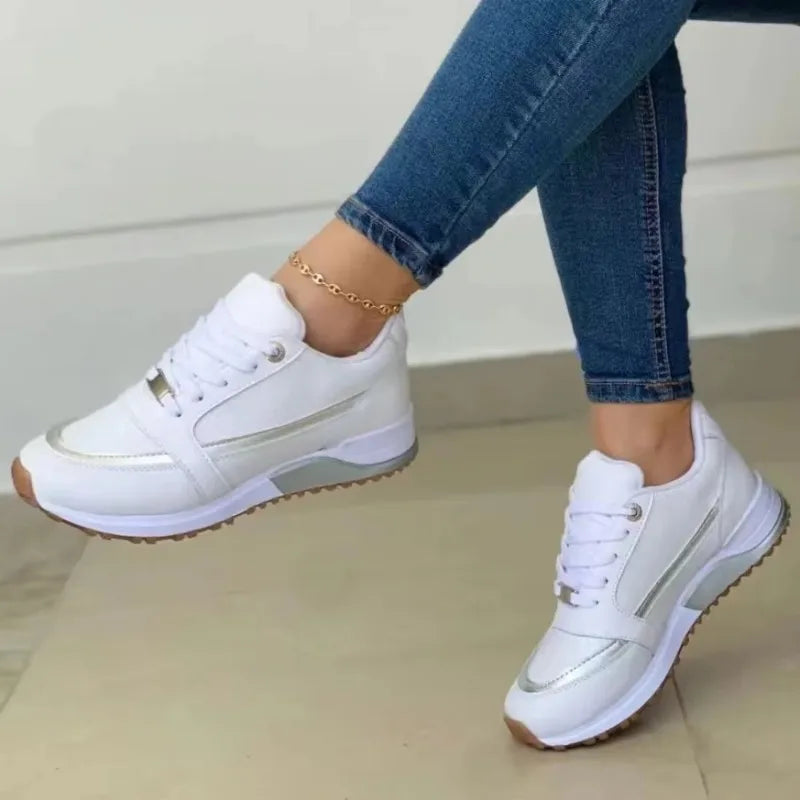 Damskie Sportowe Buty z Siatki - Przyczepna Podeszwa, Sznurowane, Lekka Konstrukcja