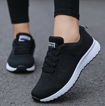 Damskie Sportowe Buty z Siatki - Przyczepna Podeszwa, Sznurowane, Lekka Konstrukcja