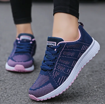 Damskie Sportowe Buty z Siatki - Przyczepna Podeszwa, Sznurowane, Lekka Konstrukcja