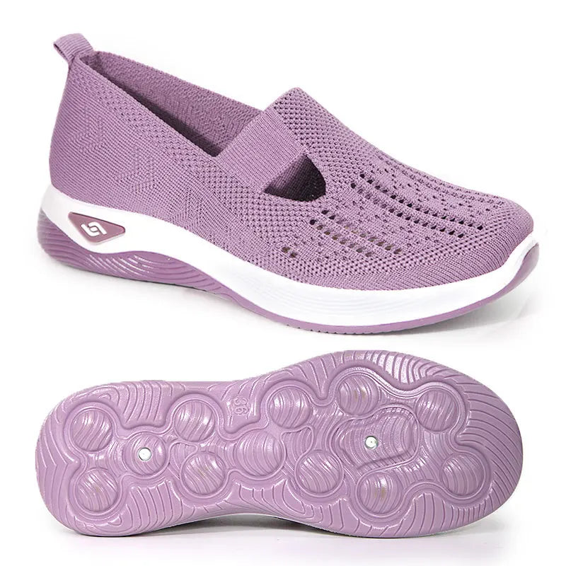 Damskie Wsuwane Sneakersy z Siatki - Przewiewna Cholewka, Przyczepna Podeszwa, Lekka Konstrukcja