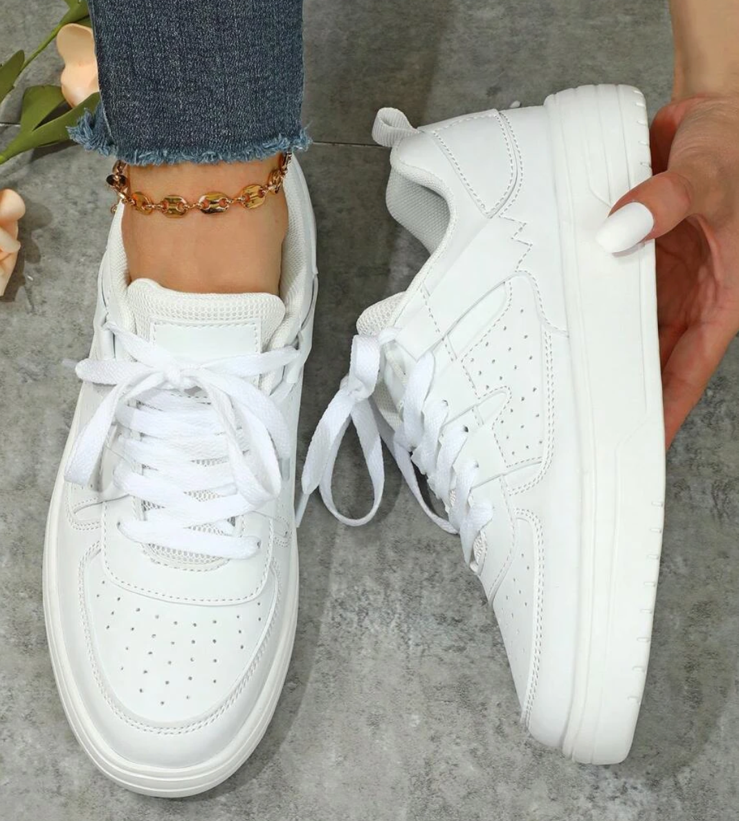 Kolorowe Sneakersy Damskie Sylviane - Gruba Podeszwa, Panelowy Design, Perforowana Cholewka