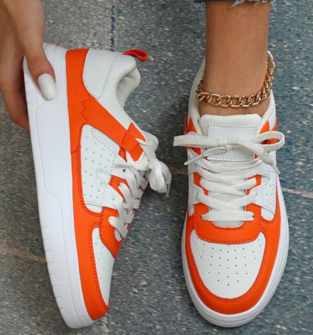Kolorowe Sneakersy Damskie Sylviane - Gruba Podeszwa, Panelowy Design, Perforowana Cholewka