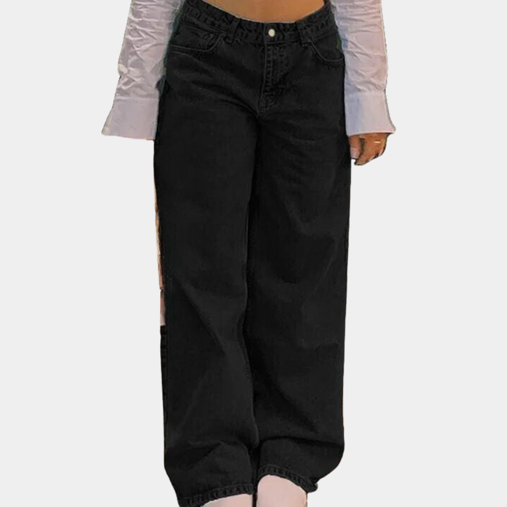 Szerokie Jeansy Damskie Z Obniżonym Stanem